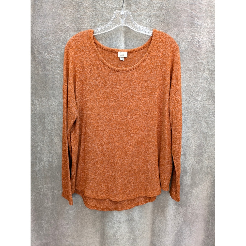 Orange Pullover‎ Top Womens Medium Marled Knit Long Sleeve Casual